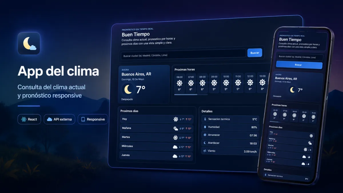 Captura de pantalla del proyecto App del clima