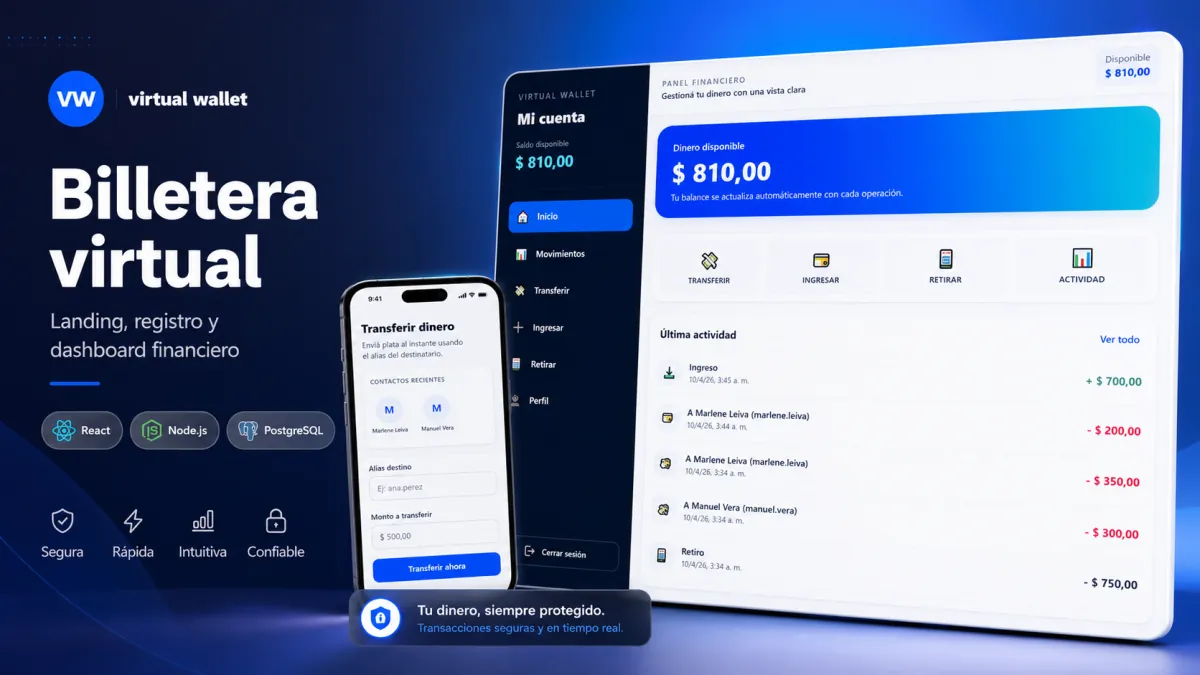 Captura de pantalla del proyecto Billetera virtual